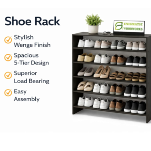 Wenge Brown 5-Tier Wooden Shoe Rack – Enigmatic Woodworks
