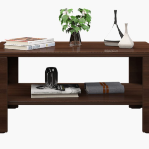 Walnut Brown Wooden Coffee Table with Storage Shelf