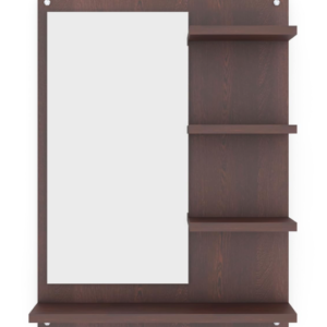Wenge Brown Wall-Mounted Dressing Mirror with Shelves