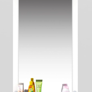 White Wall-Mounted Mirror Cabinet with Storage Shelf