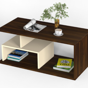 Walnut & Cream Two-Tone Open Compartment Coffee Table
