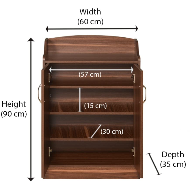 Dark Cherry Two-Door Entryway Storage Cabinet with Top Tray - Image 3