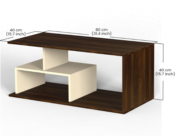 Walnut & Cream Two-Tone Open Compartment Coffee Table - Image 3