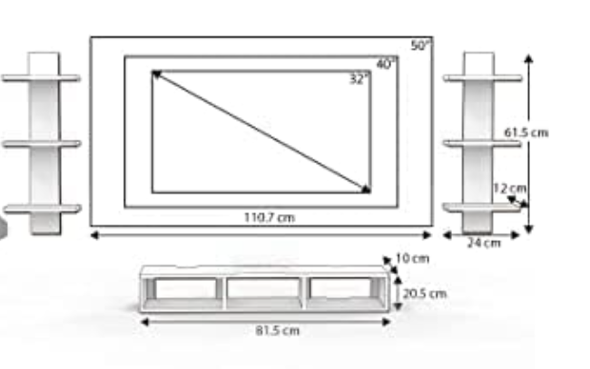 Wenge & White Wall-Mounted TV Panel with Side Shelves - Image 3