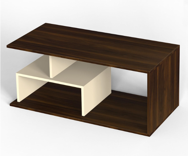 Walnut & Cream Two-Tone Open Compartment Coffee Table - Image 2